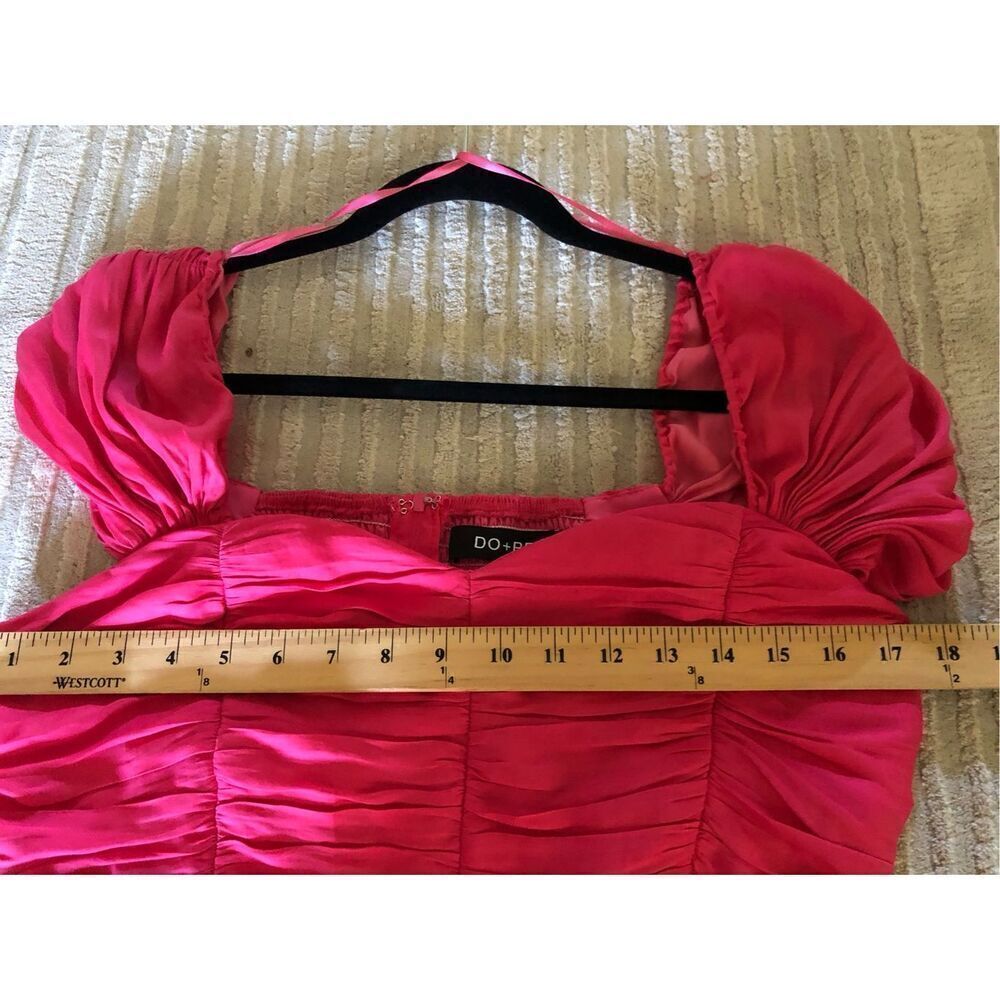 Do+Be Pink Puff Sleeve Ruffle Ruched Top  SZ L - Picture 7 of 10
